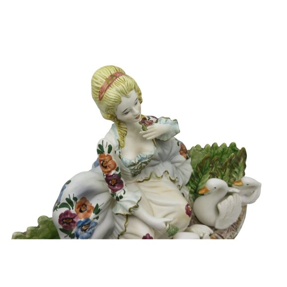 CAPODIMONTE Beautiful LADY with Swans Large Figurine Made in Italy 20" Vintage - Picture 9 of 10